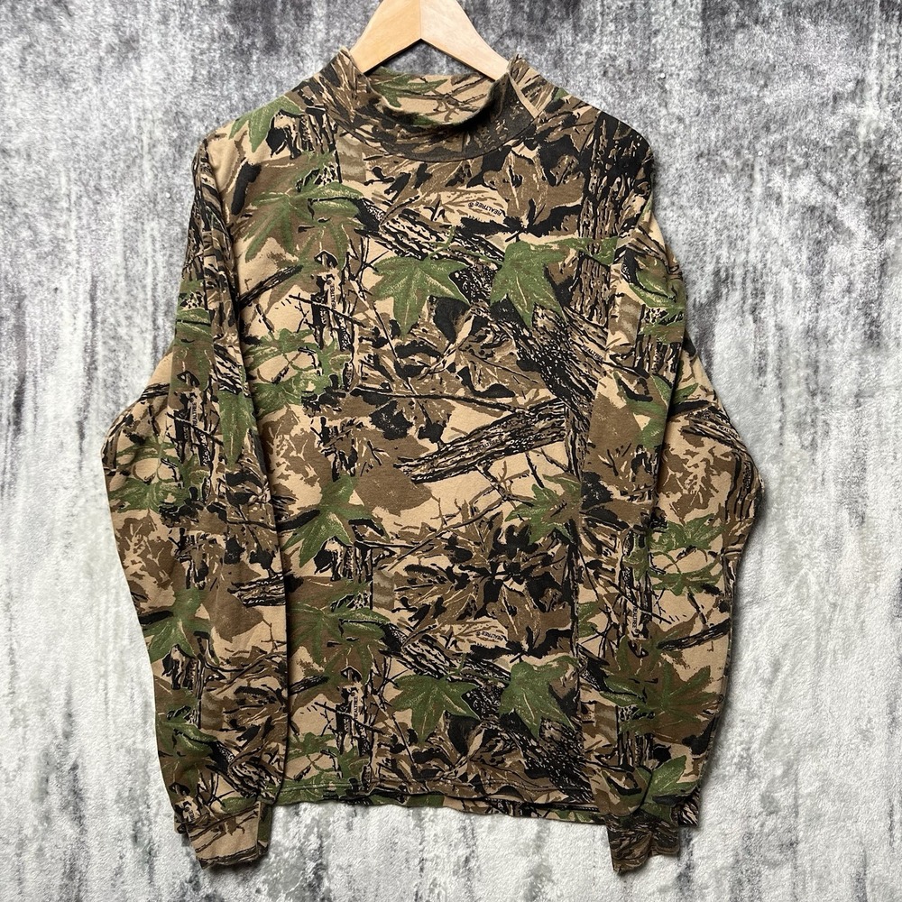 VINTAGE Camo Shirt Size XL Long Sleeve Turtleneck Hunting by DuoFold